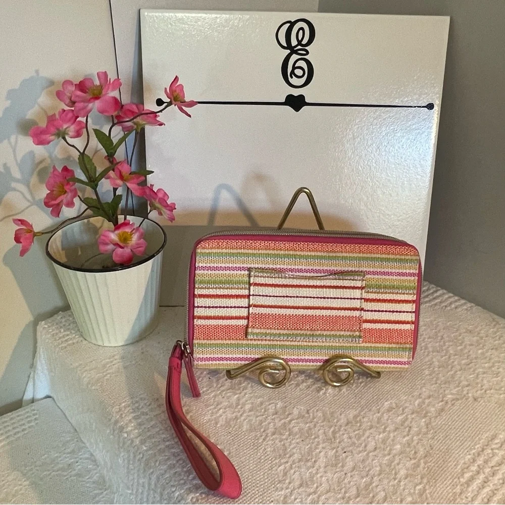 Striped Pink‎ and Cream Wallet or Clutch